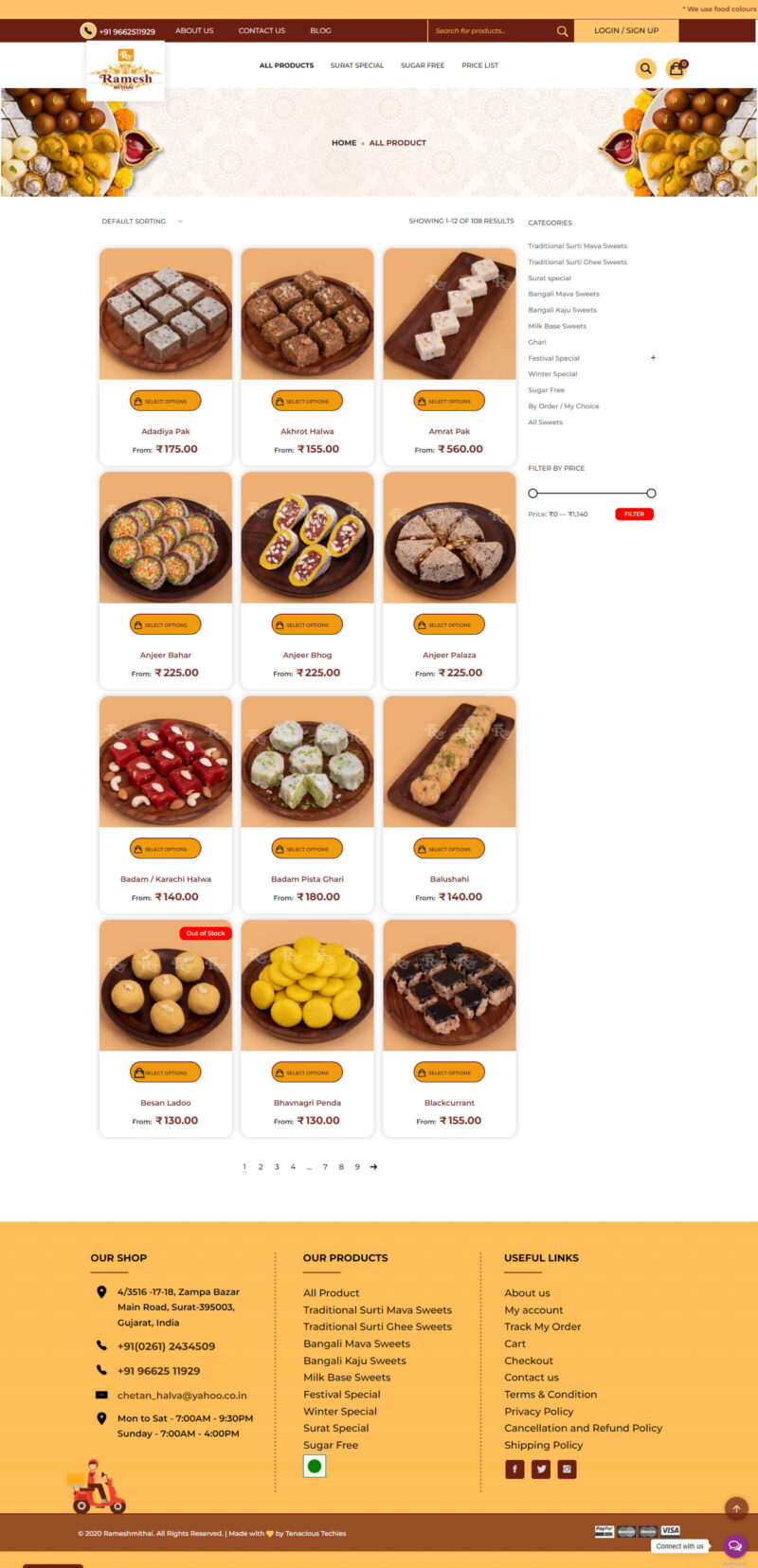 Ramesh Sweets site